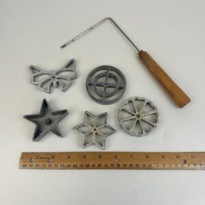 Vtg Rosette Timbale Cookie Waffle Pan Fry Tool Shapes Star Circle Butterfly READ
